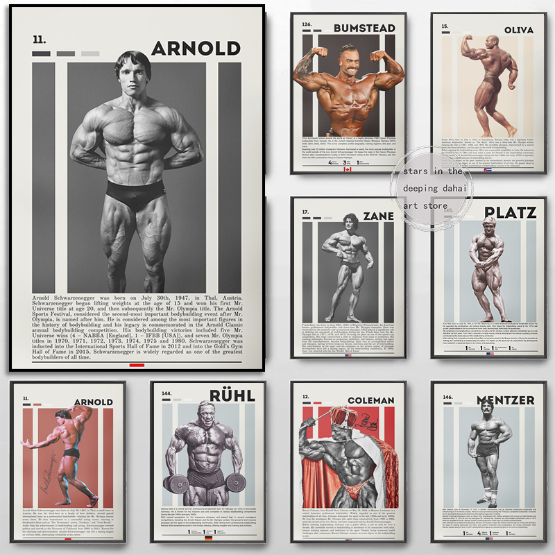 Sports Equipment Poster - Motivational Gym Fitness Bodybuilding Tom Platz/Arnold
