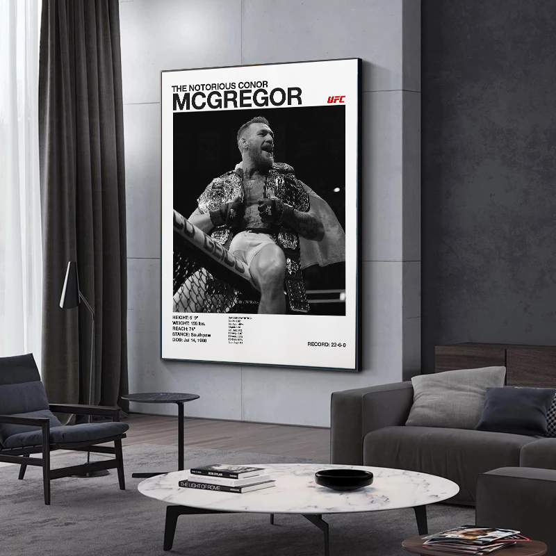 Black and White Fighting Champ - Sports Equipment Poster ulasan dan harga