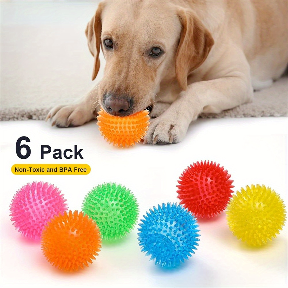 6pcs Dog Toy Balls, Non-Toxic, - Spike Ball Game ulasan dan harga