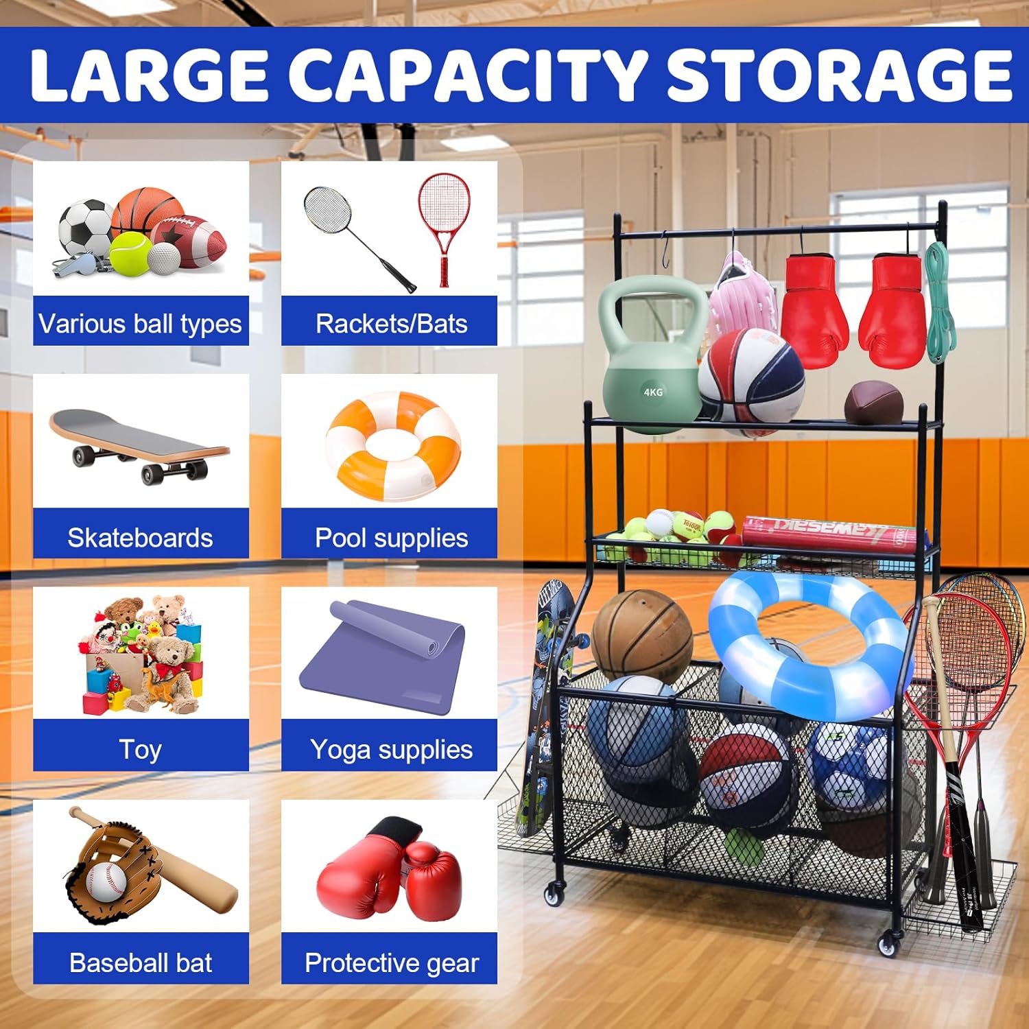 Sports Equipment Organizer,Lar - Sports Equipment Bat ulasan dan harga
