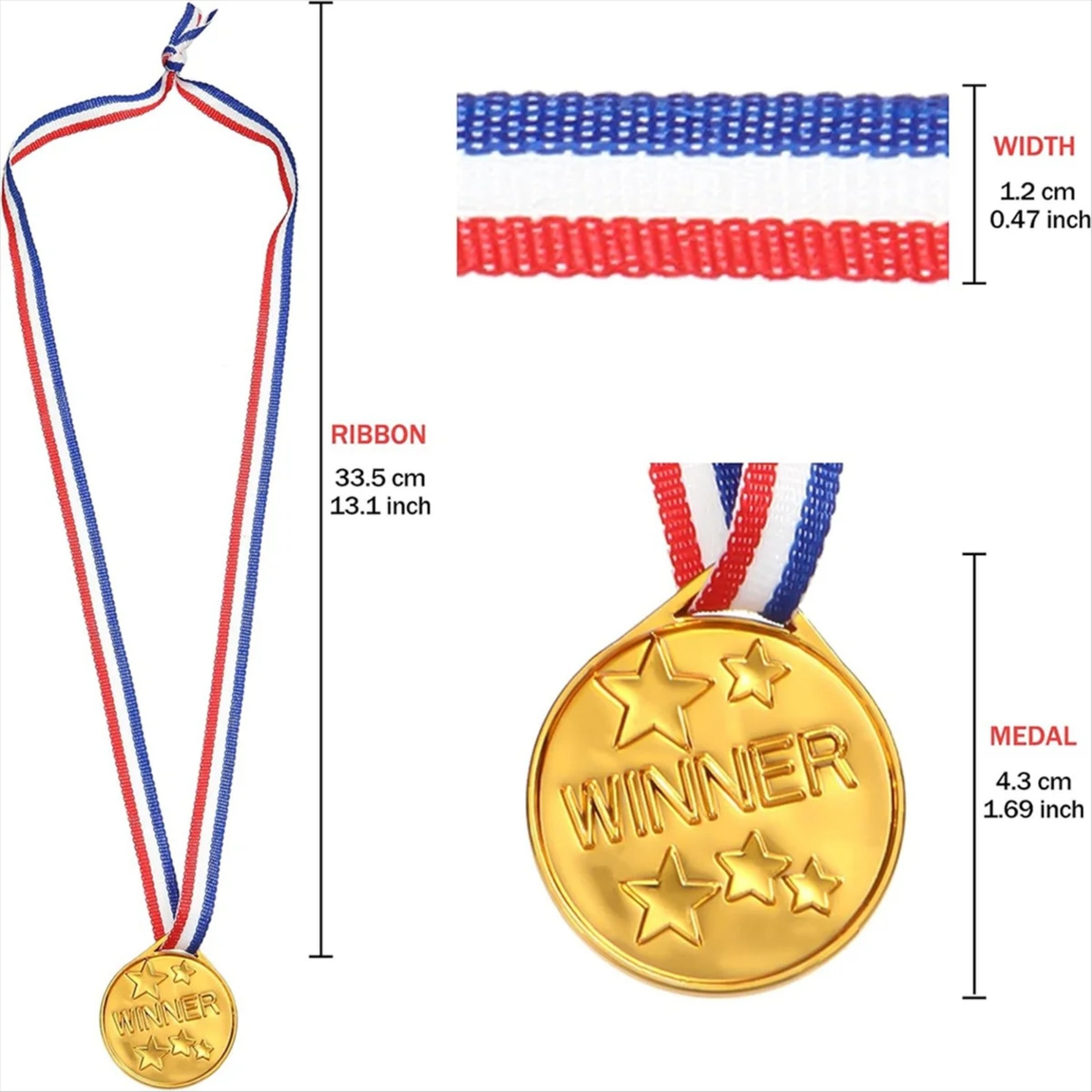 30Pcs Plastic Gold Winners Med - Sports Equipment For Kindergarten ulasan dan harga